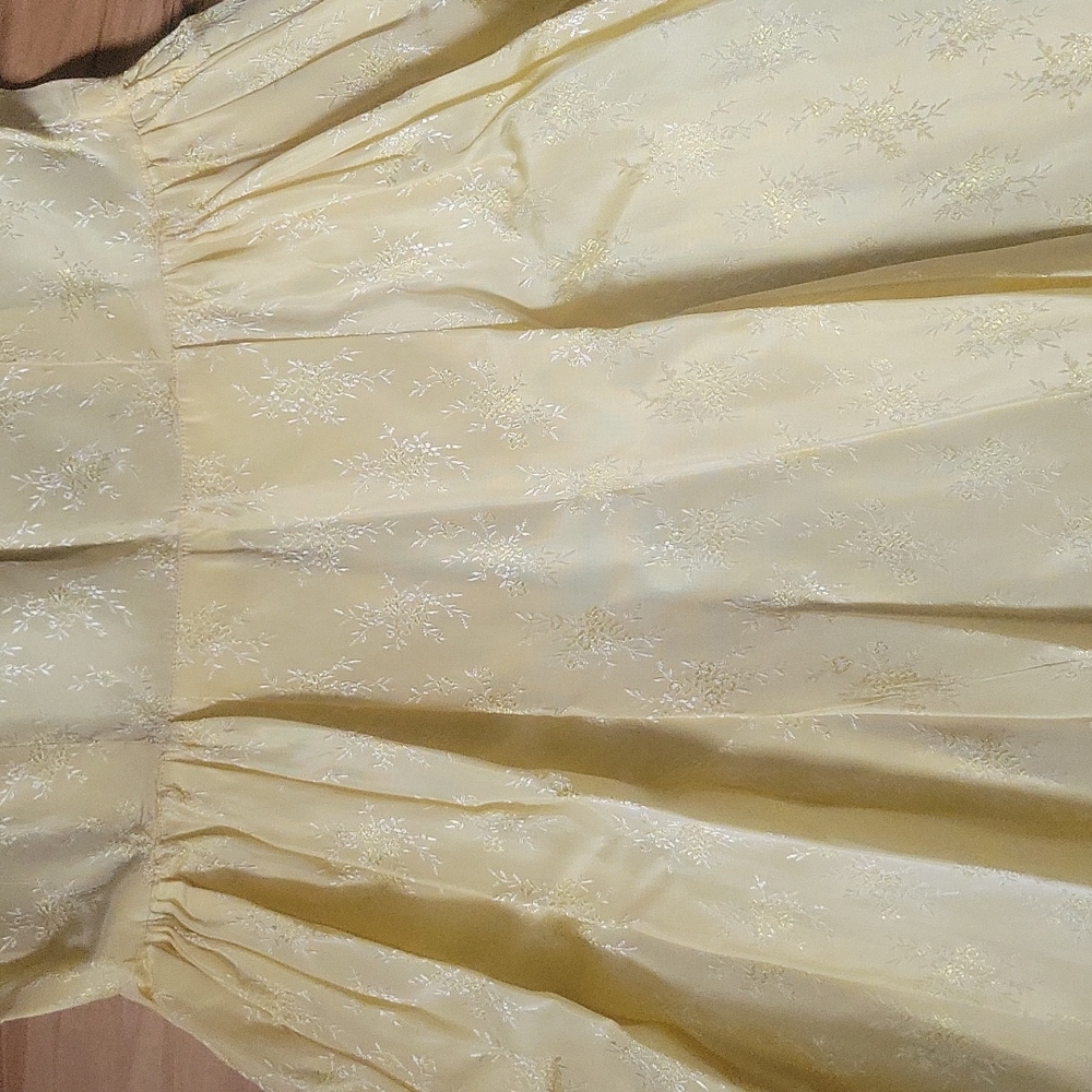 Vintage 50s Yellow Floral Jacquard Swing Homemade S - Picture 4 of 12